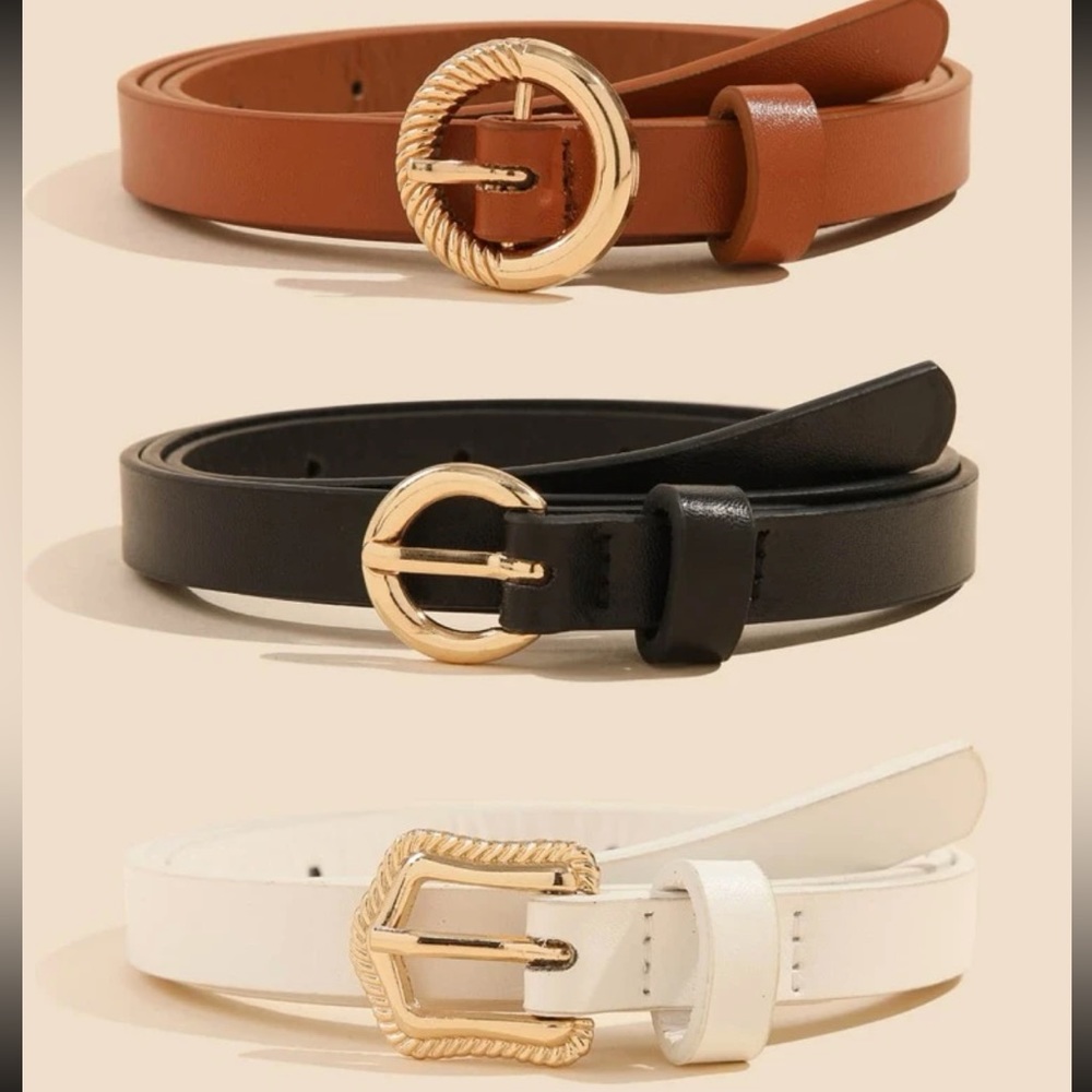 3pcs Casual Metal Buckle Belt Set